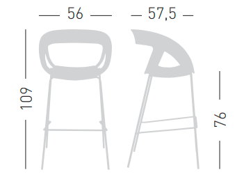 hoker Moema, hoker Gaber, hoker do restauracji, hoker stalowy, hoker do jadalni, nowoczesny hoker, włoski design
