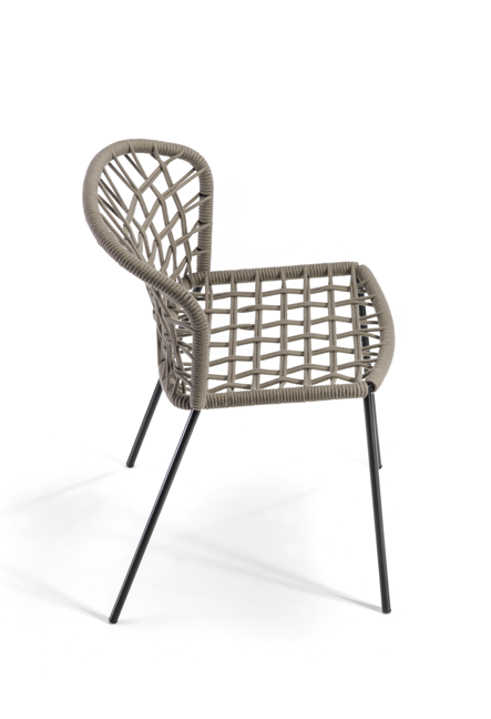 krzesło ogrodowe, krzesło outdoor, krzesło plecione, krzesło z liną, krzesło metalowe, meble na taras, meble balkonowe, meble restauracyjne, meble odporne na warunki atmosferyczne, krzesło z kolekcji Sanela
