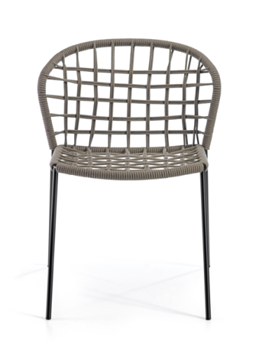 krzesło ogrodowe, krzesło outdoor, krzesło plecione, krzesło z liną, krzesło metalowe, meble na taras, meble balkonowe, meble restauracyjne, meble odporne na warunki atmosferyczne, krzesło z kolekcji Sanela