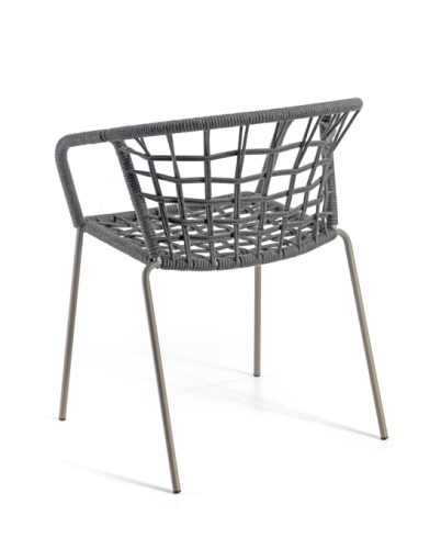 krzesło ogrodowe, krzesło outdoor, krzesło plecione, krzesło z liną, krzesło metalowe, meble na taras, meble balkonowe, meble restauracyjne, meble odporne na warunki atmosferyczne, krzesło z kolekcji Sanela