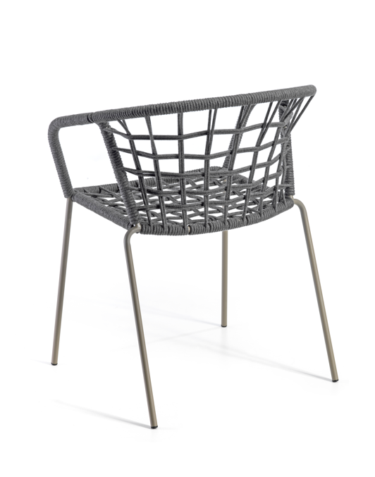 krzesło ogrodowe, krzesło outdoor, krzesło plecione, krzesło z liną, krzesło metalowe, meble na taras, meble balkonowe, meble restauracyjne, meble odporne na warunki atmosferyczne, krzesło z kolekcji Sanela