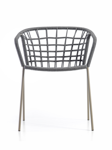 krzesło ogrodowe, krzesło outdoor, krzesło plecione, krzesło z liną, krzesło metalowe, meble na taras, meble balkonowe, meble restauracyjne, meble odporne na warunki atmosferyczne, krzesło z kolekcji Sanela