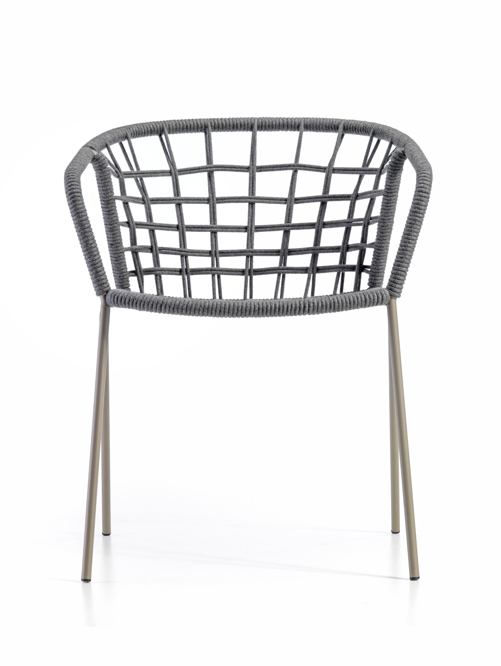 krzesło ogrodowe, krzesło outdoor, krzesło plecione, krzesło z liną, krzesło metalowe, meble na taras, meble balkonowe, meble restauracyjne, meble odporne na warunki atmosferyczne, krzesło z kolekcji Sanela