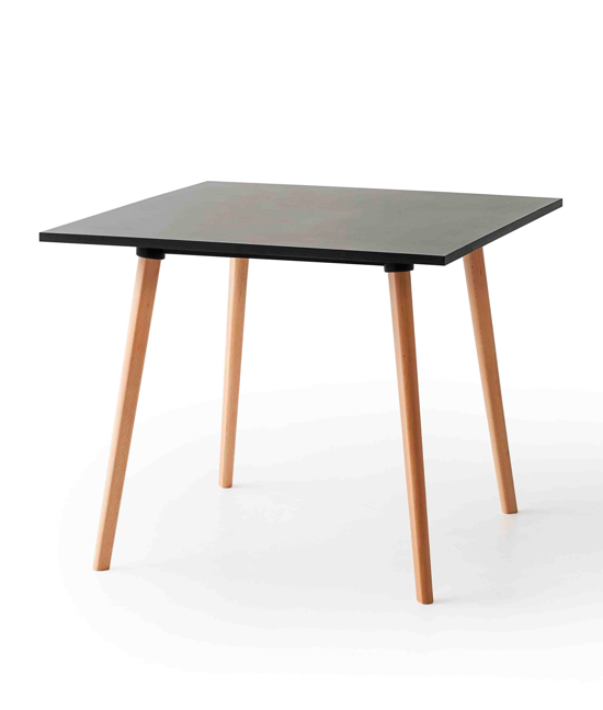 stół do jadalni, stół okrągły, stół drewniany, stół z czarnym blatem, meble do restauracji, nowoczesny stół, stół Login, stół designerski, meble do kuchni, meble do wnętrz komercyjnych, stół z drewnianymi nogami
