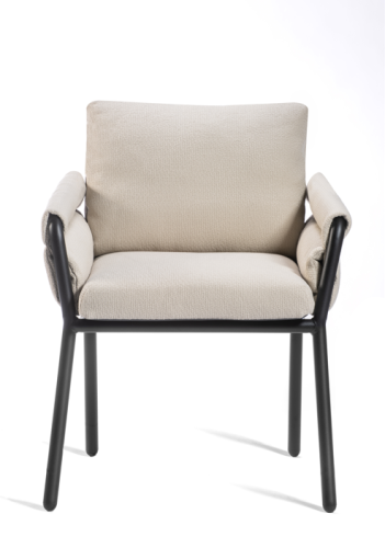 krzesło Coachella, krzesło Gaber, włoski design, tapicerowane krzesło, krzesło z podłokietnikami, stalowa rama, krzesło do jadalni, krzesło do restauracji, nowoczesne krzesło, ergonomiczne krzesło