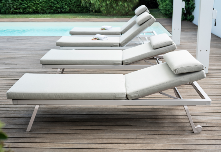 leżak aluminiowy, leżak bez podłokietników, leżak do spa, leżak regulowany, nowoczesny leżak, leżak Gaber, leżak tarasowy, leżak hotelowy