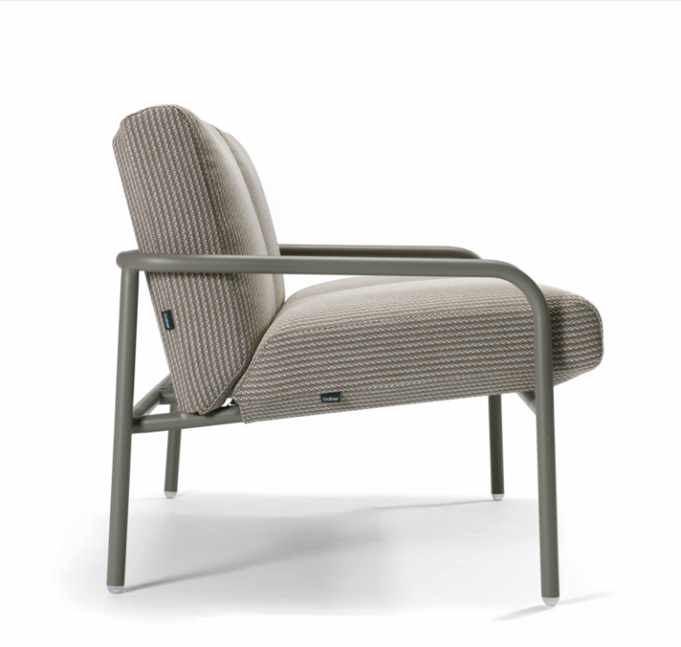 sofa aluminiowa, sofa tapicerowana, nowoczesna sofa, meble do baru, sofa sztaplowana, sofa do restauracji, design meble, sofa Pilar