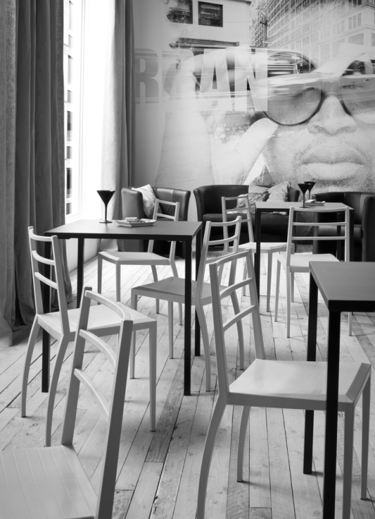 krzesło Prisma, krzesło minimalistyczne, krzesło geometryczne, krzesło do restauracji, krzesło outdoor, lekkie krzesło designerskie, krzesło Gaber