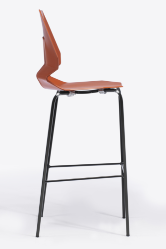 hoker designerski, nowoczesny hoker, futurystyczna forma, geometryczny kształt, hoker z tworzywa, metalowa podstawa, hoker do kuchni, hoker do restauracji