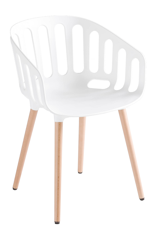 krzesło Basket, krzesło kubełkowe, krzesło z drewnianymi nogami, krzesło z tworzywa, krzesło do jadalni, krzesło do kuchni, krzesło do restauracji, włoski design, krzesło Gaber