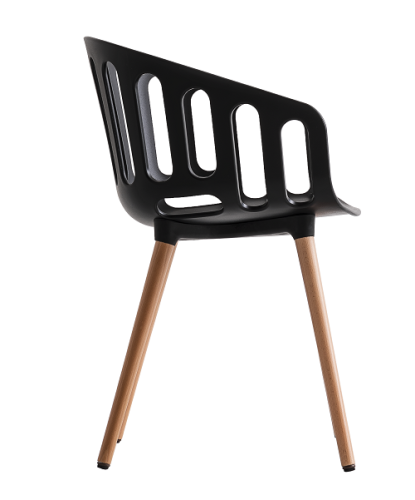 krzesło Basket, krzesło kubełkowe, krzesło z drewnianymi nogami, krzesło z tworzywa, krzesło do jadalni, krzesło do kuchni, krzesło do restauracji, włoski design, krzesło Gaber