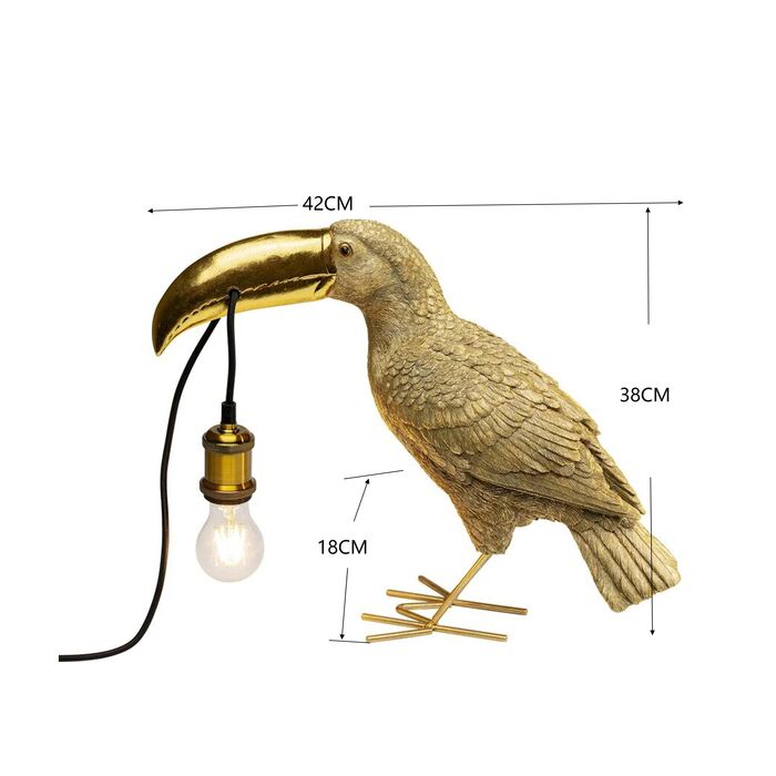 lampa Toucan Gold, lampa tukan, lampa Kare, lampa stołowa, lampa Animal, lampa biurkowa, nowoczesna lampa, złota lampa, nowoczesny design