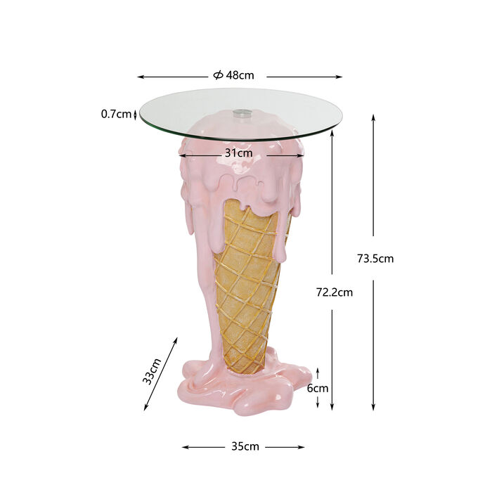 stolik Ice Cream, stolik Kare, stolik pomocniczy, stolik rożek, stolik do salonu, nowoczesny stolik, stolik do kawiarni, stolik ze szklanym blatem