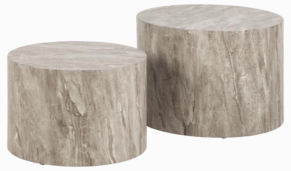 stolik kawowy Dice, okrągłe stoliki kawowe, stoliki imitacja kamienia, nowoczesne stoliki, minimalistyczny stolik, stoliki do salonu, designerski zestaw stolików