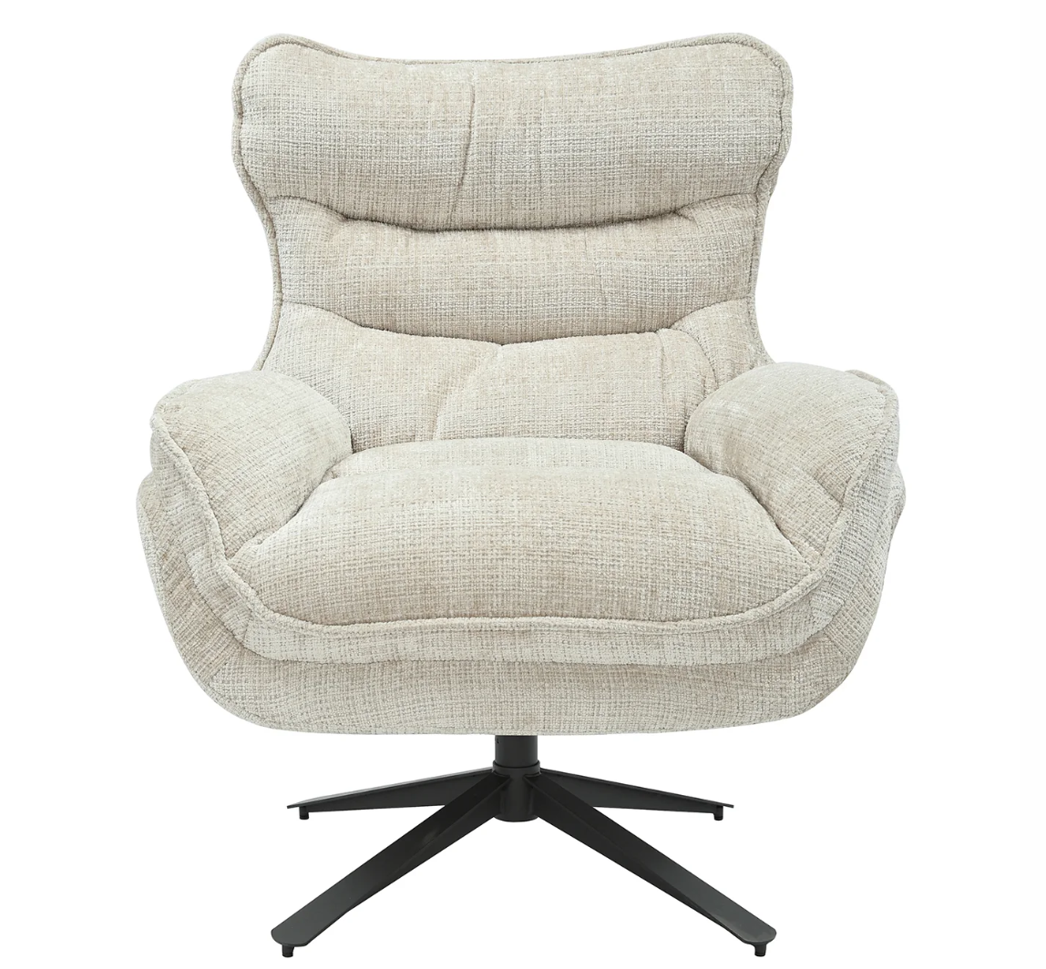 fotel Cloud, fotel obrotowy, fotel kremowy, fotel szenilowy, fotel do salonu, fotel do sypialni, fotel do gabinetu, fotel ergonomiczny, fotel do relaksu, fotel z obrotowym siedziskiem