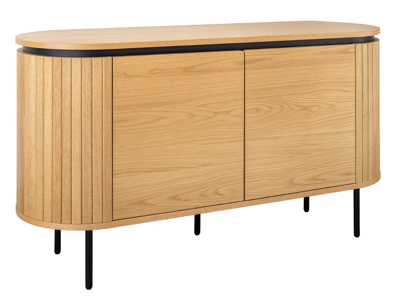 komoda Atelier, komoda dębowa, komoda nowoczesna, komoda z czarnymi nogami, komoda do salonu, komoda do sypialni, komoda z półkami, komoda drewniana, komoda z prążkowanymi bokami, komoda elegancka