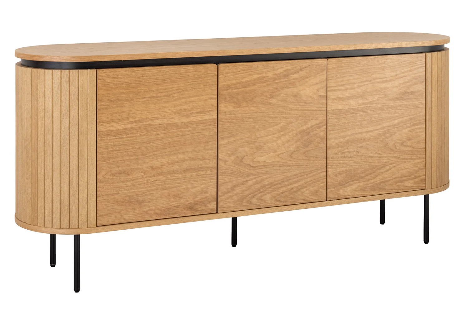 komoda Atelier, komoda dębowa, komoda nowoczesna, komoda z czarnymi nogami, komoda do salonu, komoda do sypialni, komoda z półkami, komoda drewniana, komoda z prążkowanymi bokami, komoda elegancka