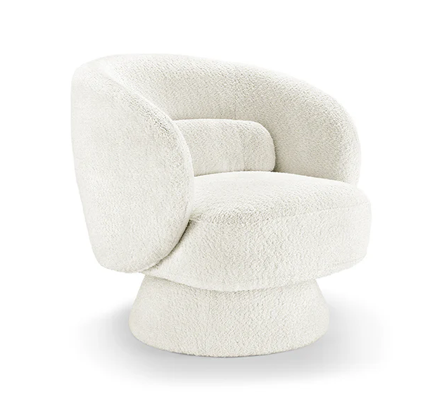 fotel Bossa Nova, fotel obrotowy, fotel Invicta, fotel boucle, fotel biały, fotel do salonu, fotel nowoczesny, fotel do sypialni, fotel do garderoby, fotel tapicerowany, fotel ergonomiczny