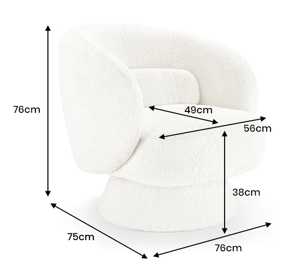 fotel Bossa Nova, fotel obrotowy, fotel Invicta, fotel boucle, fotel biały, fotel do salonu, fotel nowoczesny, fotel do sypialni, fotel do garderoby, fotel tapicerowany, fotel ergonomiczny