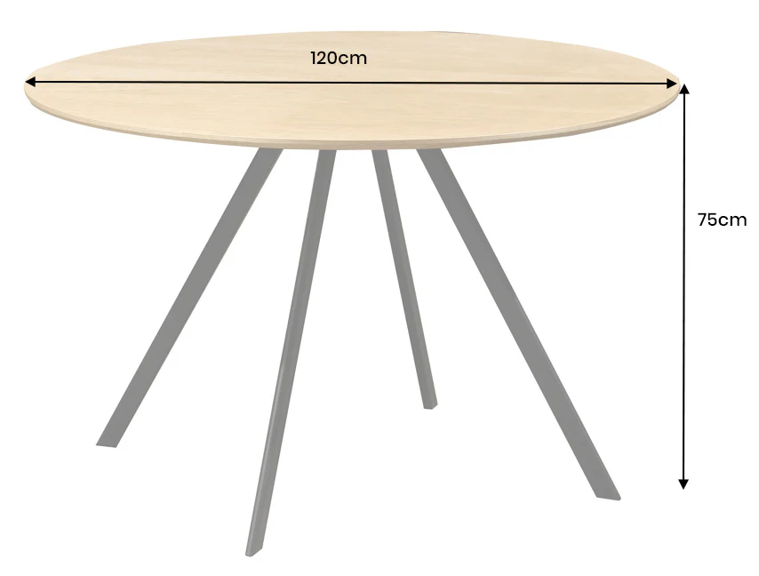 stół Atelier, stół okrągły, stół Invicta, stół dąb, stół imitacja drewna dębowego, stół drewnopodobny, stół metalowe nogi, stół do jadalni, nowoczesny stół, elegancki stół