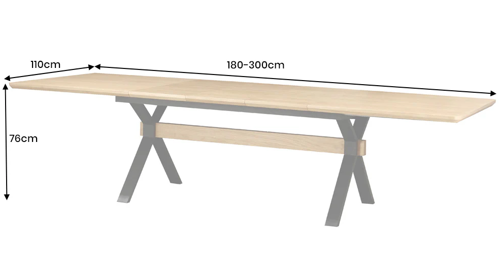 stół Giant, stół rozkładany, stół Invicta, stół dębowy, stół do jadalni, stół metalowa rama, stół 180–300 cm, duży stół, stół na przyjęcia, stół rodzinny, nowoczesny stół, elegancki stół, stół do salonu, stół drewniany