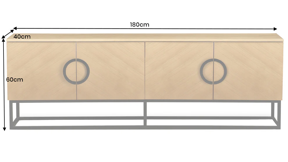 szafka pod TV Grandezza, szafka imitacja dębu, elegancka szafka, nowoczesna szafka, szafka z czarnymi detalami, szafka na stalowych nogach