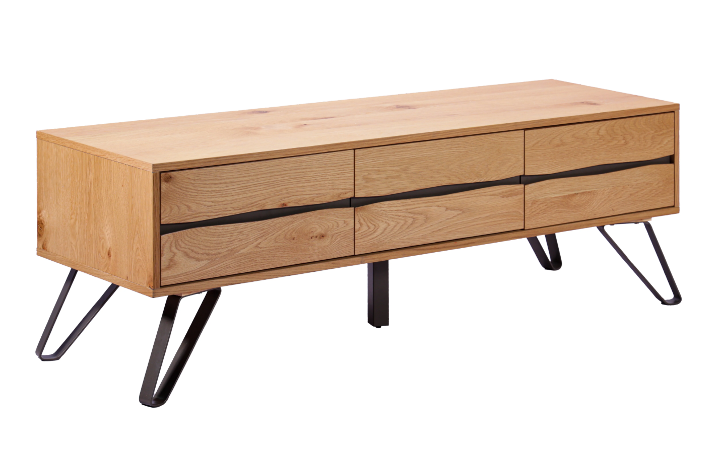 szafka pod TV Living Edge, szafka pod telewizor, szafka dębowa, szafka z drewna dębowego, szafka do salonu, szafka z półkami, nowoczesna szafka TV, szafka Invicta