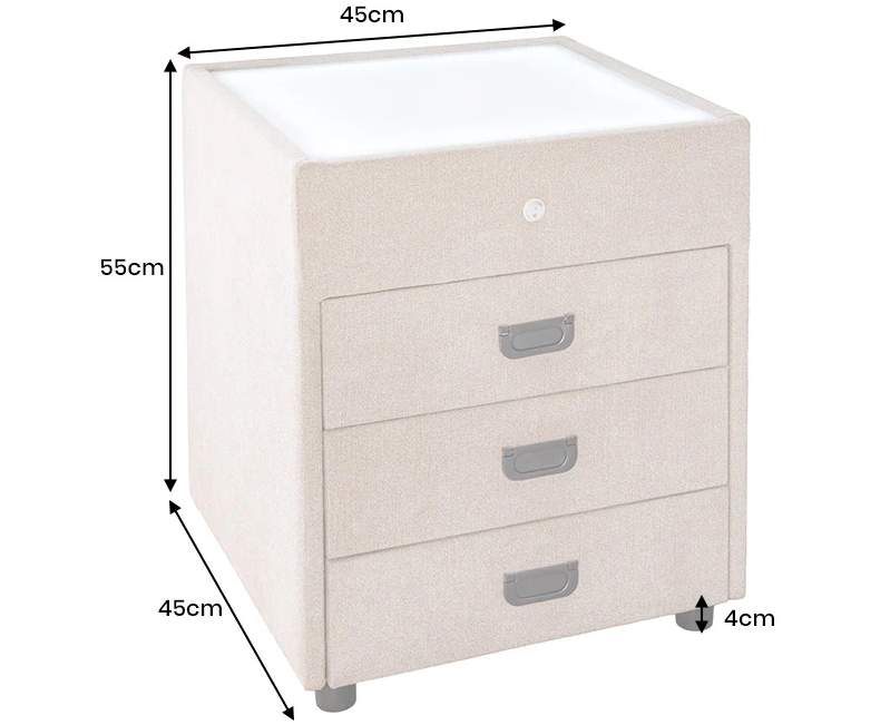 szafka nocna Toulouse, szafka nocna LED, szafka nocna z oświetleniem, szafka nocna aksamitna, szafka nocna tapicerowana, szafka nocna nowoczesna, szafka nocna minimalistyczna, szafka nocna Invicta