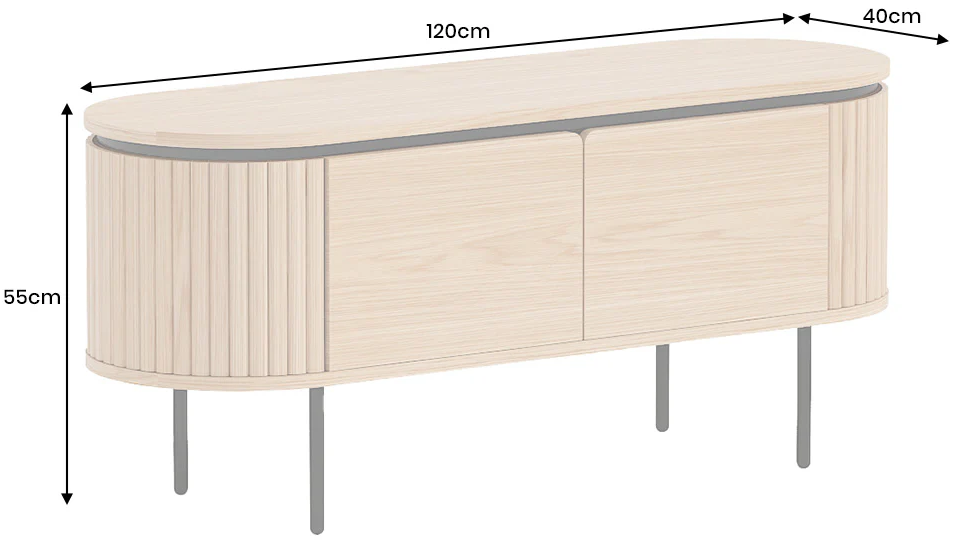 szafka TV Atelier, szafka TV dębowa, szafka TV nowoczesna, szafka TV z czarnymi nogami, szafka TV do salonu, szafka TV drewniana, szafka TV z prążkowanymi bokami, szafka TV elegancka
