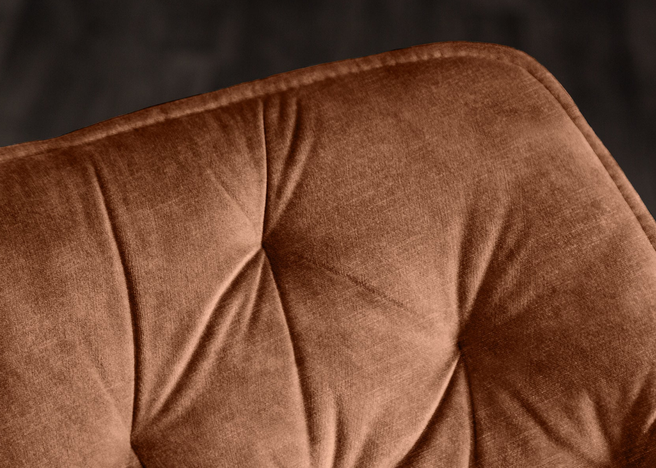 krzesło The Dutch Comfort, krzesło obrotowe 180 stopni, krzesło aksamitne, krzesło z pikowanym siedziskiem, eleganckie krzesło do salonu, krzesło do jadalni