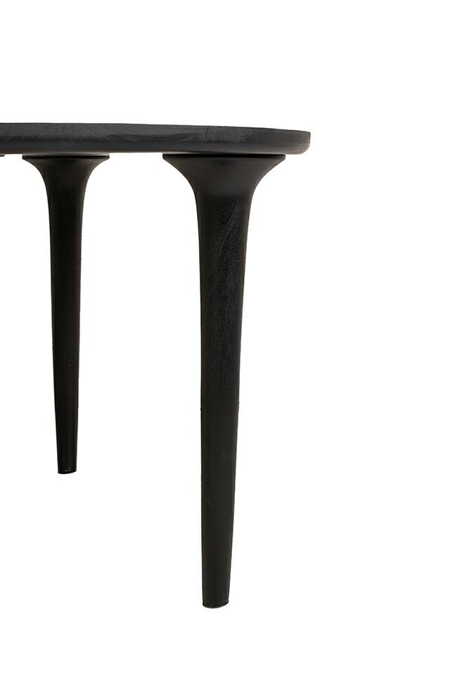 stół jadalniany Laminar, stół czarny drewno, stół z drewna mango, stół nowoczesny do jadalni, stół designerski, stół minimalistyczny, stół z organicznym blatem, stół smukła podstawa, stół elegancki i nowoczesny