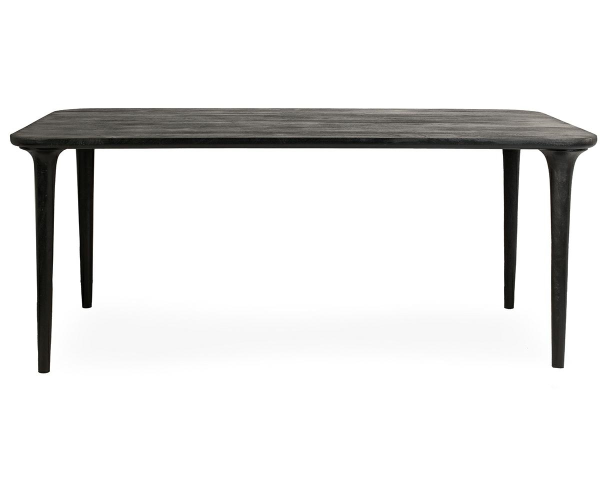 stół jadalniany Laminar, stół czarny drewno, stół z drewna mango, stół nowoczesny do jadalni, stół designerski, stół minimalistyczny, stół z organicznym blatem, stół smukła podstawa, stół elegancki i nowoczesny