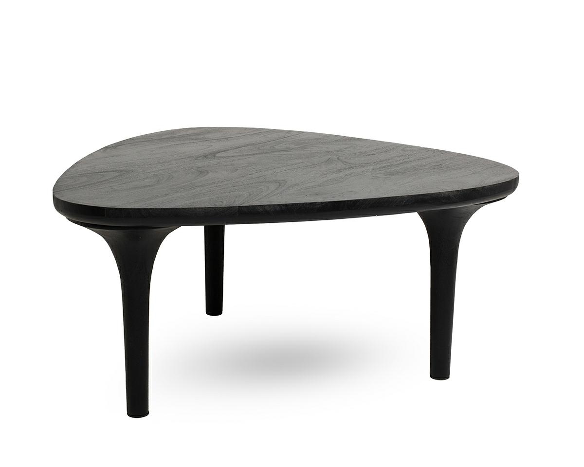 stolik kawowy Laminar, stolik czarny drewno, stolik z drewna mango, stolik nowoczesny, stolik designerski, stolik minimalistyczny, stolik z organicznym blatem, stolik smukła podstawa