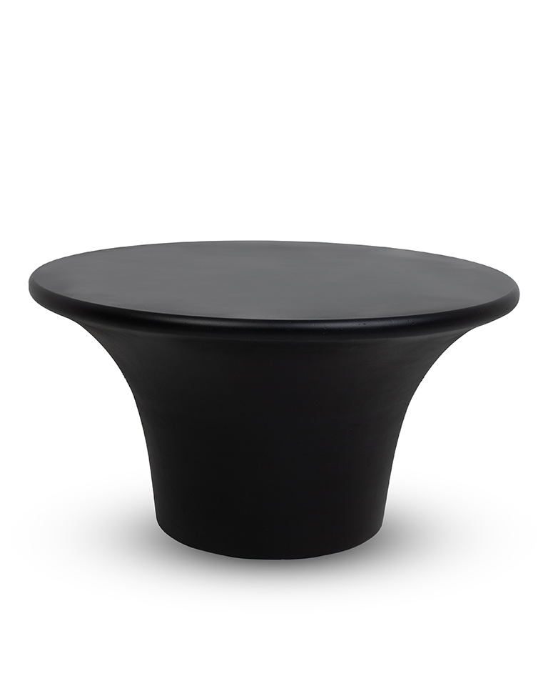 zestaw stolików kawowych Podium, stolik czarny MDF, stolik nowoczesny, stolik designerski, stolik minimalistyczny, stolik rzeźbiarski, stolik zaokrąglony, stolik cylindryczna podstawa, stolik funkcjonalny, stolik dekoracyjny do salonu