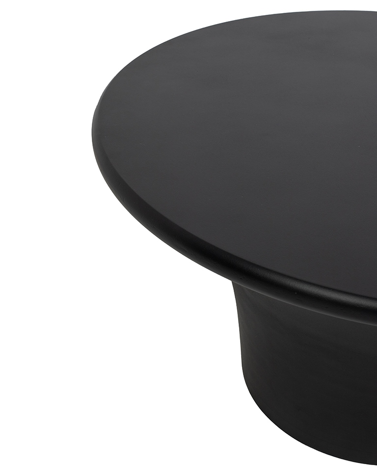 zestaw stolików kawowych Podium, stolik czarny MDF, stolik nowoczesny, stolik designerski, stolik minimalistyczny, stolik rzeźbiarski, stolik zaokrąglony, stolik cylindryczna podstawa, stolik funkcjonalny, stolik dekoracyjny do salonu