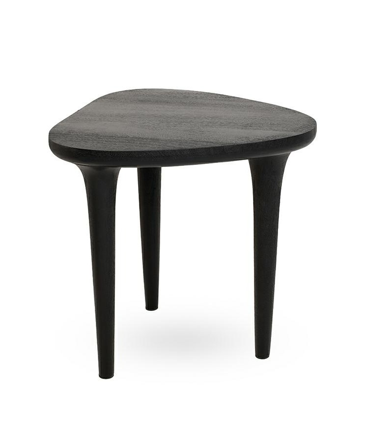 stolik boczny Laminar, stolik czarny drewno, stolik z drewna mango, stolik nowoczesny, stolik designerski, stolik minimalistyczny, stolik z organicznym blatem, stolik smukła podstawa