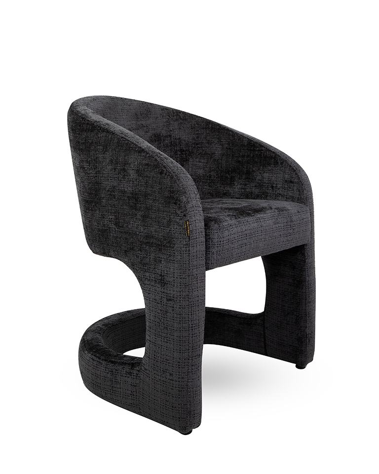 krzesło Shelly, krzesło czarne, krzesło tapicerowane, krzesło nowoczesne, krzesło designerskie, krzesło do salonu, krzesło do lobby, krzesło eleganckie