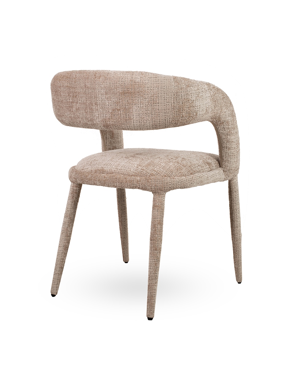 krzesło Iris, krzesło beżowe, krzesło tapicerowane, krzesło nowoczesne, krzesło designerskie, krzesło do jadalni, krzesło eleganckie, krzesło komfortowe, krzesło z podłokietnikami, krzesło do salonu