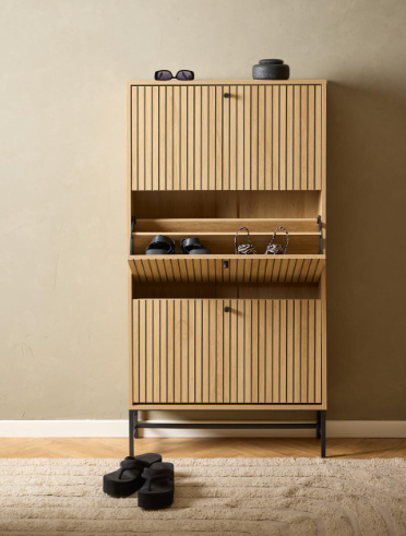 szafka na buty Albany, szafka na buty Actona, szafka na buty dąb, szafka na buty do przedpokoju, nowoczesna szafka na buty, szafka na buty w stylu skandynawskim, szafka na buty lamele