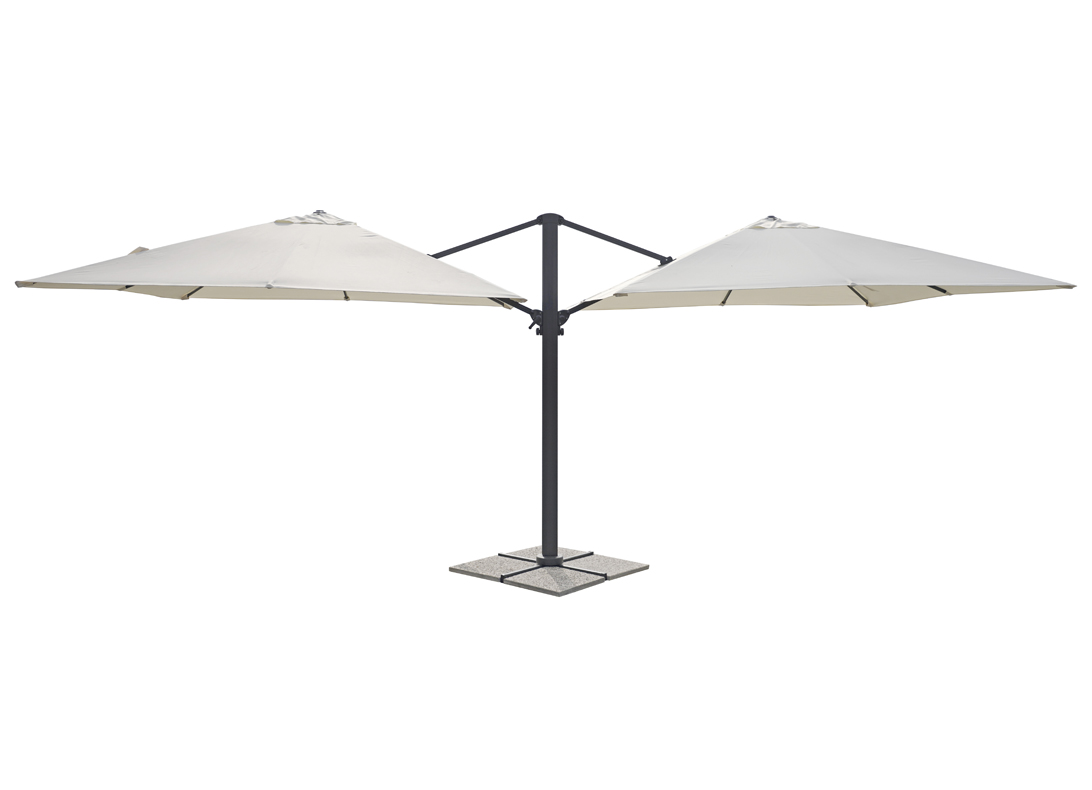 parasol Doppio, parasol Greenwood, parasol ogrodowy, parasol aluminiowy, parasol rozkładany, podwójny parasol, parasol do restauracji