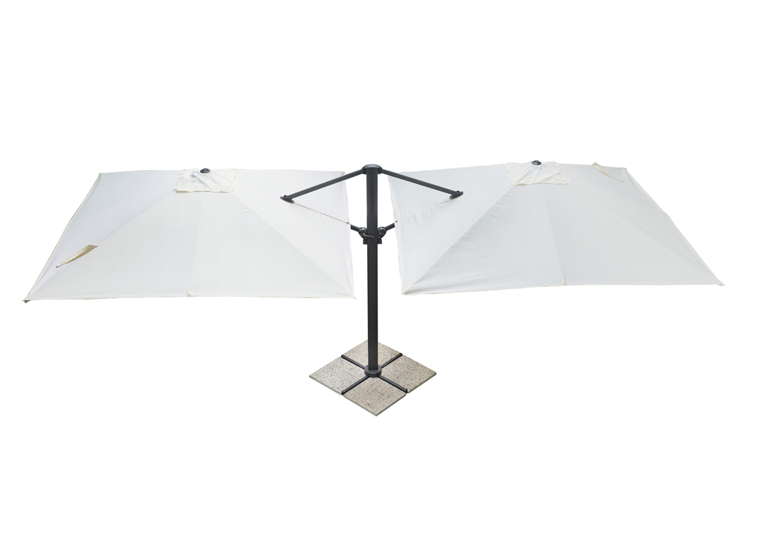 parasol Doppio, parasol Greenwood, parasol ogrodowy, parasol aluminiowy, parasol rozkładany, podwójny parasol, parasol do restauracji