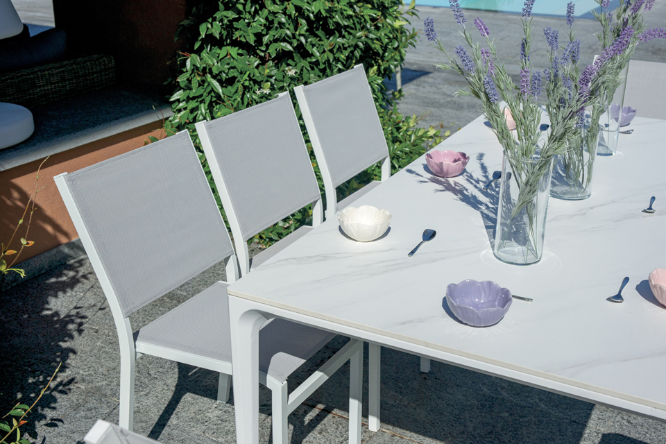 stół Alghero, stół tarasowy, stół Greenwood, stół aluminiowy, stół imitacja kamienia, stół outdoorowy