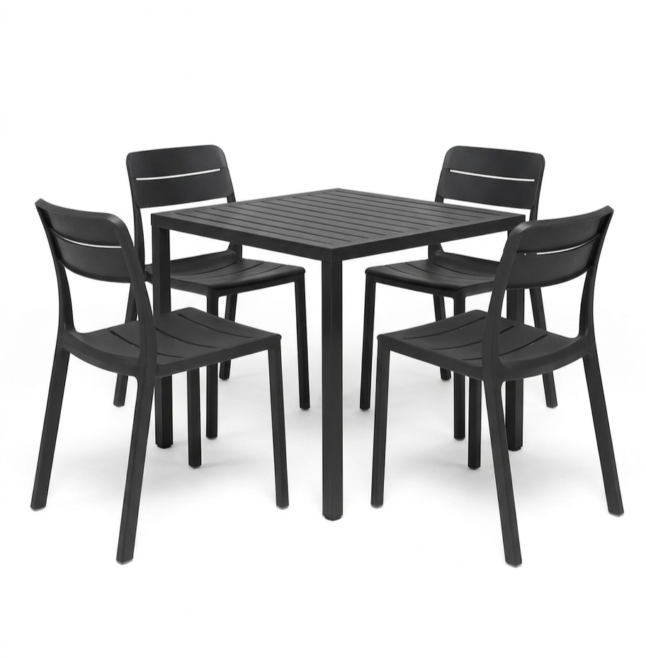 zestaw stół Cube i krzesła Cassia, stół Cube, meble Nardi, meble outdoorowe, meble na taras, zestaw Nardi