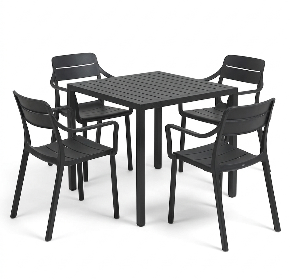zestaw stół Cube i krzesła Cassia, stół Cube, meble Nardi, meble outdoorowe, meble na taras, zestaw Nardi