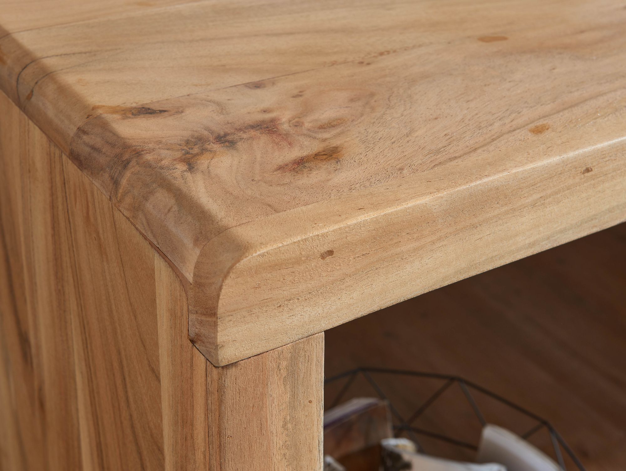 biurko Wohnling, biurko z drewna akacjowego, biurko drewniane, biurko do salonu, styl rustykalny