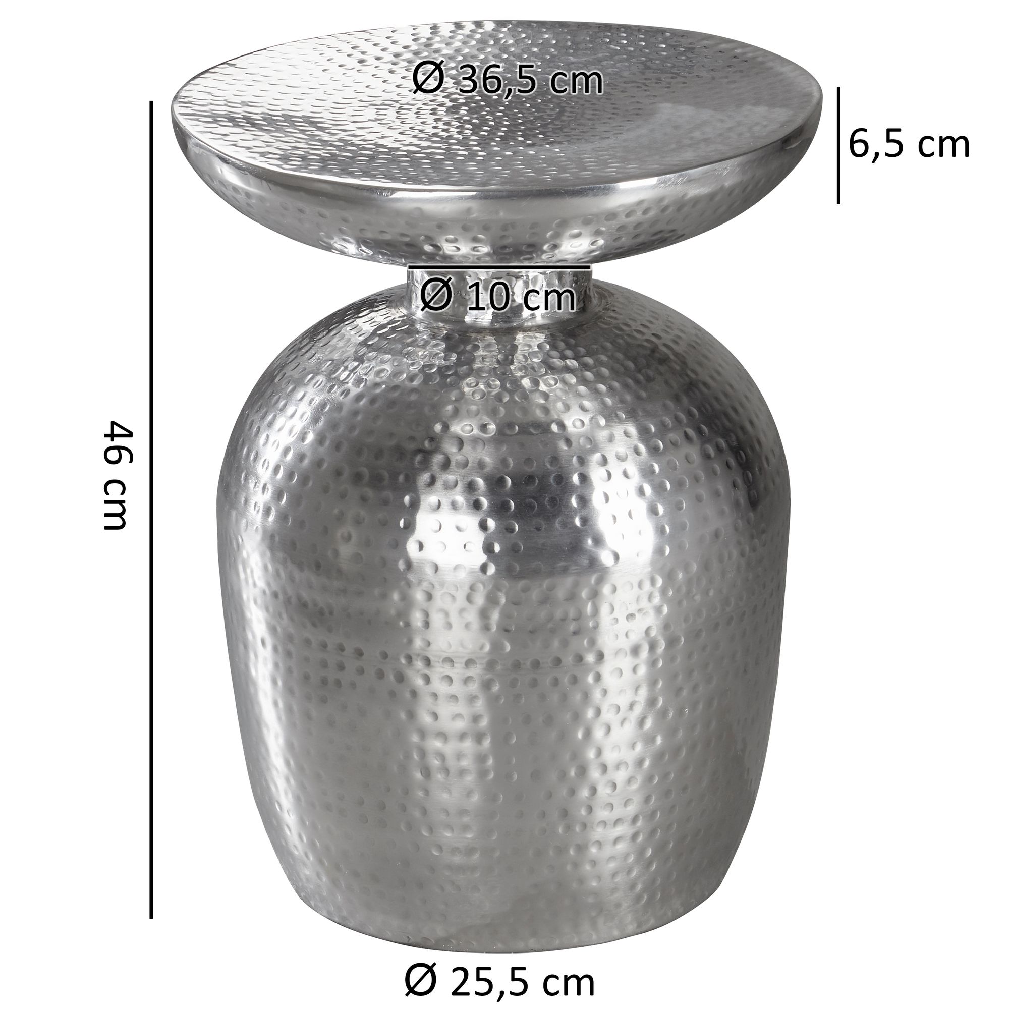 stolik boczny Delyla, stolik aluminiowy, stolik pomocniczy, stolik do salonu