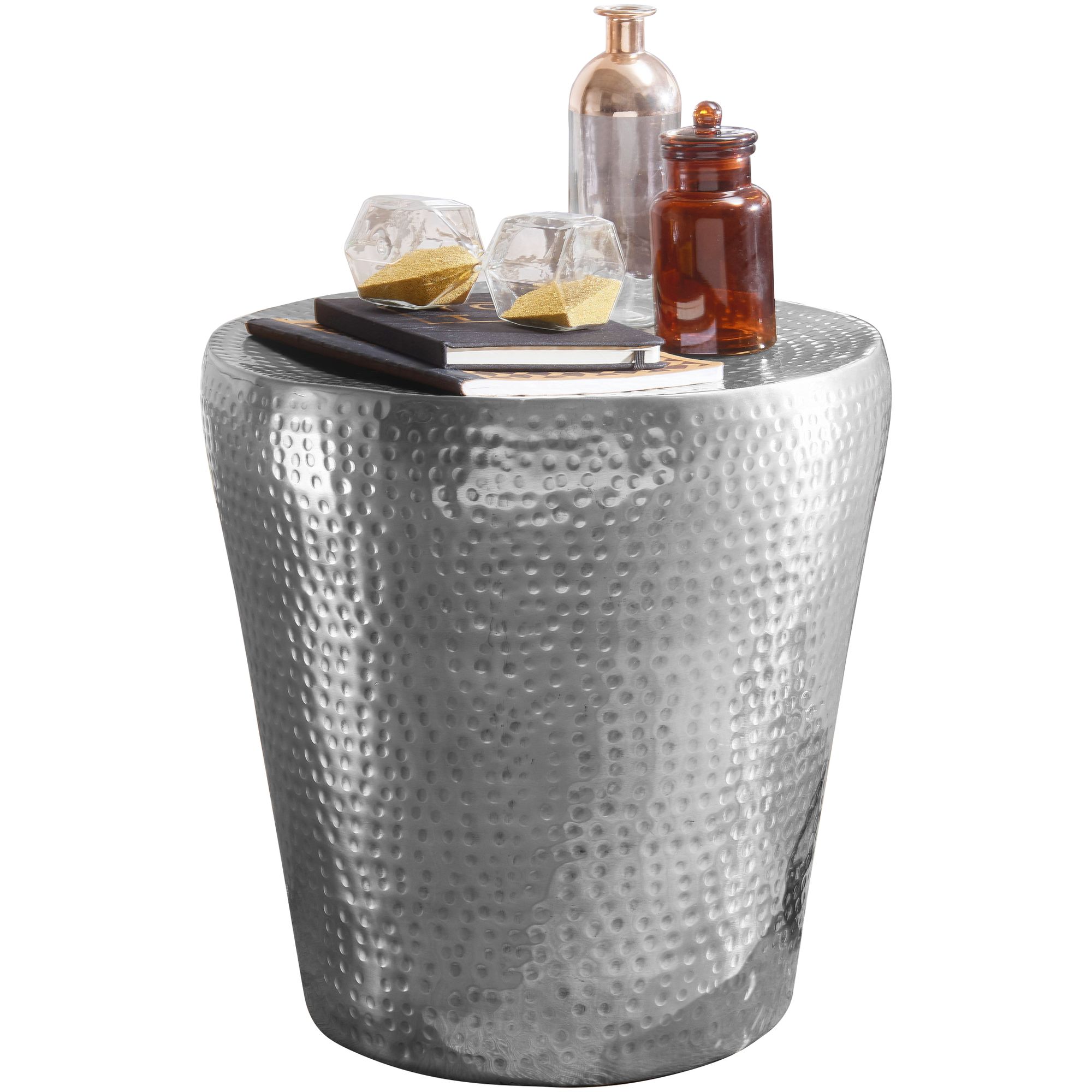 stolik boczny Vikram, stolik aluminiowy, stolik pomocniczy, stolik do salonu