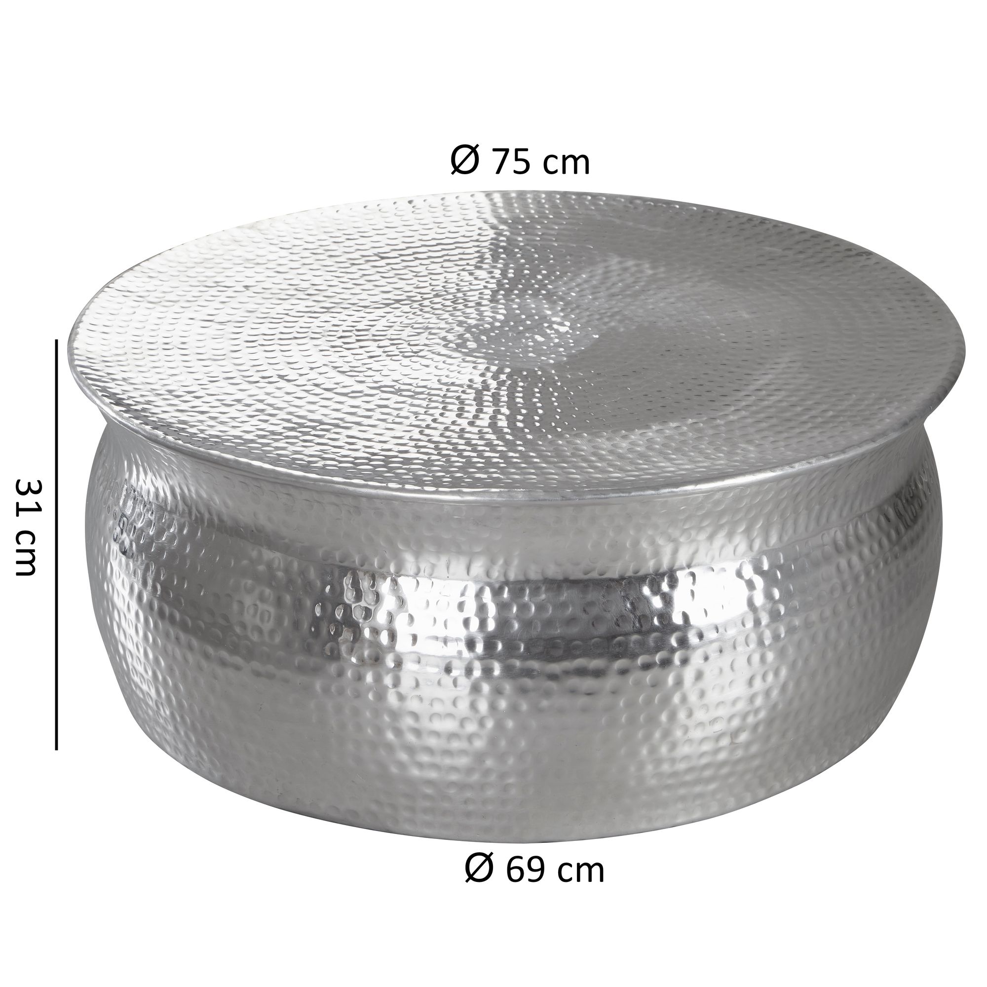 stolik boczny Karam, stolik aluminiowy, stolik pomocniczy, stolik do salonu