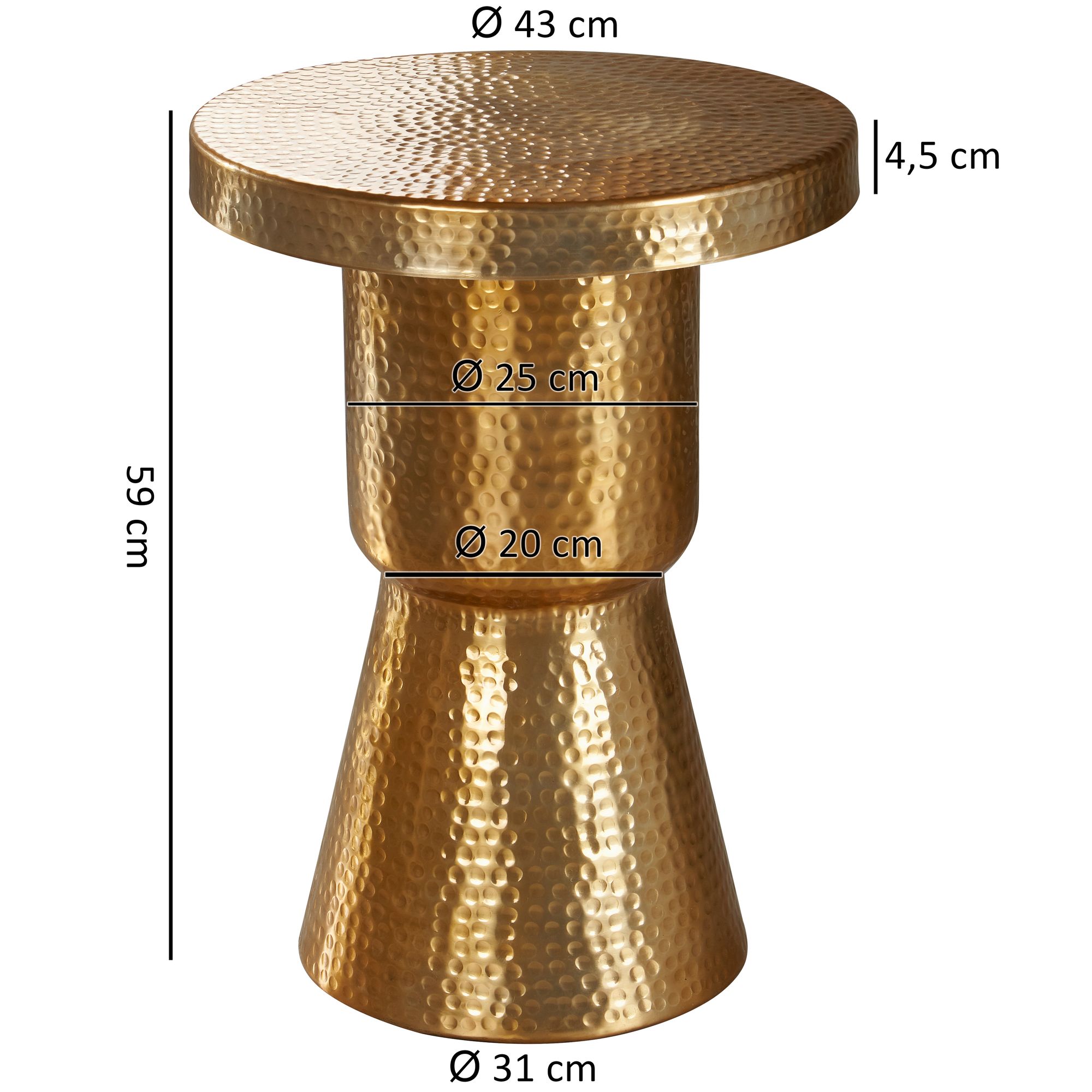 stolik boczny Delyla, stolik aluminiowy, stolik pomocniczy, stolik do salonu