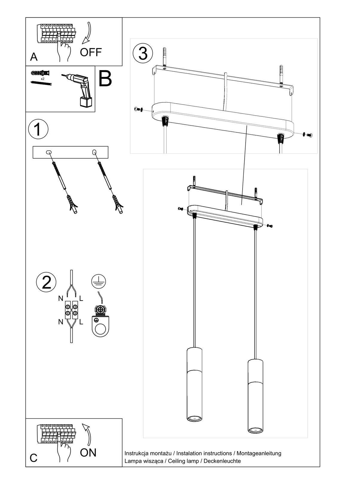 Lampa wisząca Borgio 2 czarna